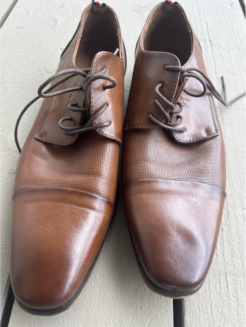 Tommy Hilfiger Sheldon Men's Oxford Dress Shoes Size 12 Brown Lace-Up Cap Toe
